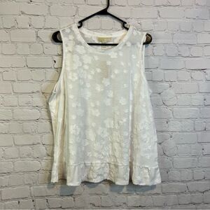 MICHAEL Michael Kors White Womens Frayed Sleeveless Blouse size XL New with tags
